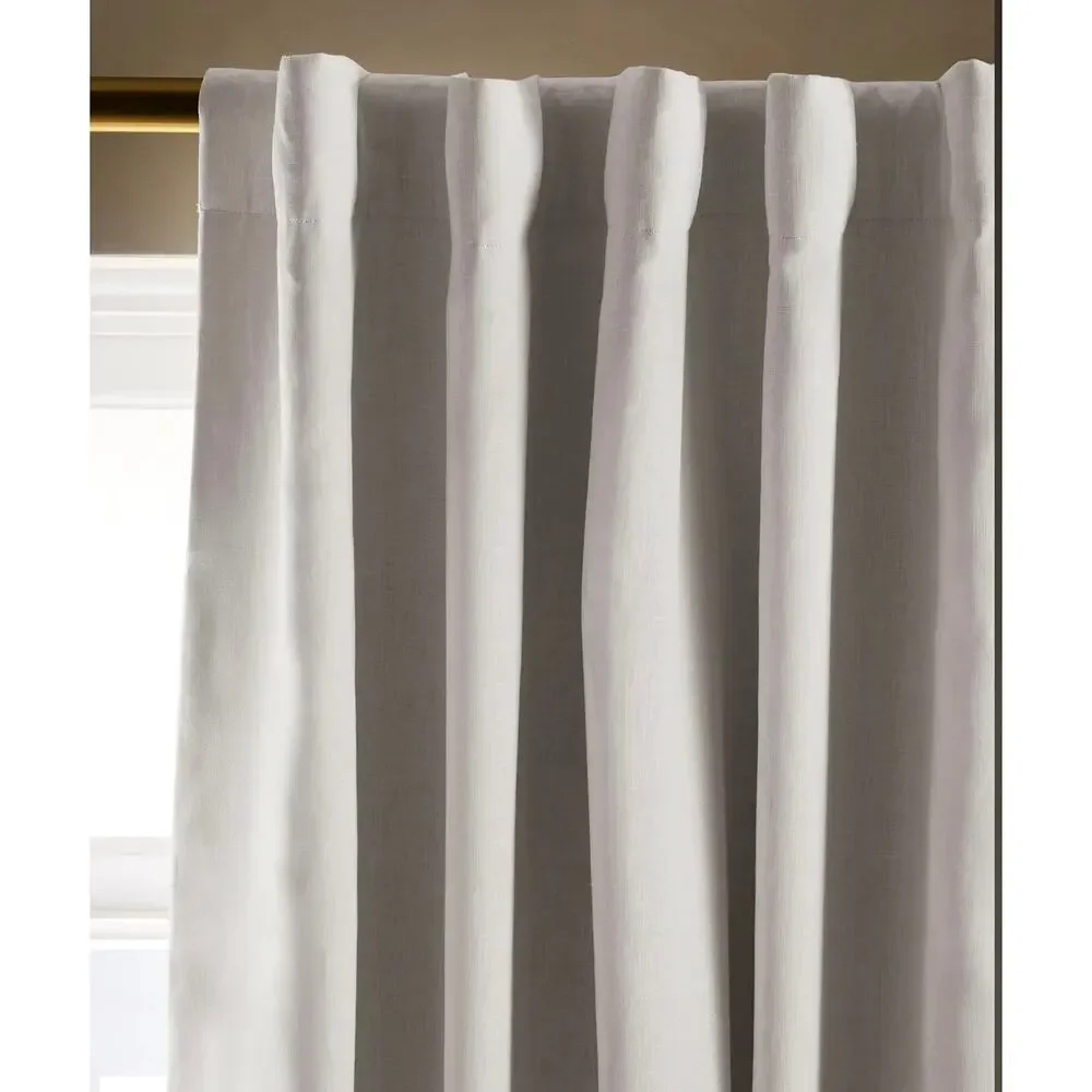 Quince European White Linen True Blackout Curtain Single Panel 96x96in NWT